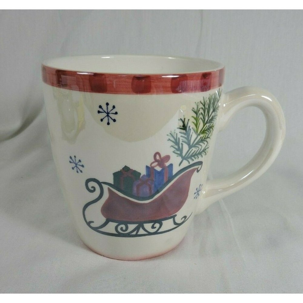 Atico Christmas Oversize Mug Iridescent Glazed Sleigh Motif